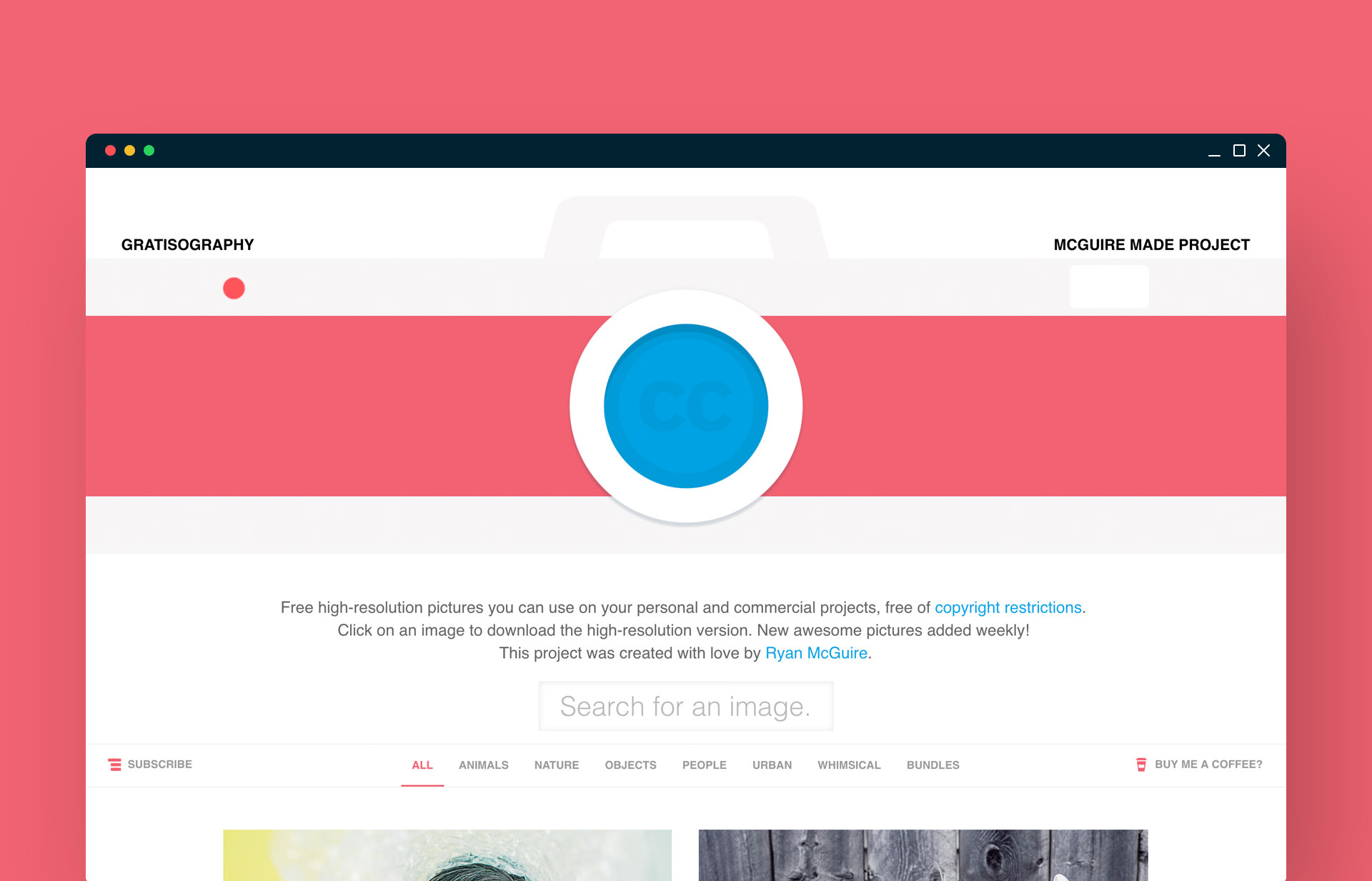 Gratisography: Web Project, Photography Resource, by Ryan McGuire